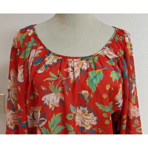 Women's Maeve Anthropologie Floral Balloon Sleeve "Lake House" Cropped Blouse SM - Picture 4 of 13